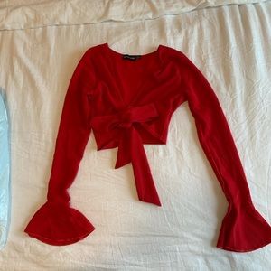 Beautiful red front tie top